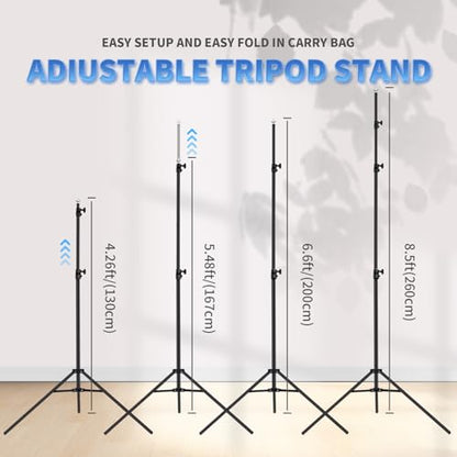 Backdrop Stand, 8.5x10ft(2.6x3m) Photo Studio Adjustable Background Stand Support Kit with 5 Crossbars, 6 Backdrop Clamps and and Carrying Bag for for Photo Video Shooting, Parties, Wedding - size: 8.5x10ft Backdrop Stand