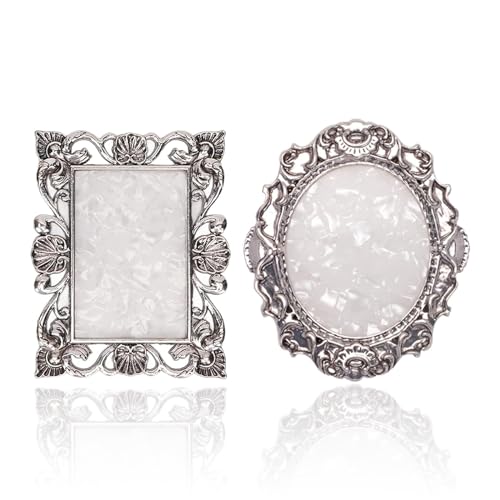 Nail Art Plate, 2 Pcs Nail Mixing Palette Polish Color Mixing Plate Nail Holder Nail Art Display Board, Nail Art Display Tools Photography Props(Sliver) - color: Silver/Two Pieces