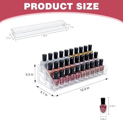 3-Tier Clear Acrylic Nail Polish Storage, Holds 24-48 Bottles, Multi-Purpose Nail Polish Rack, Sunglasses, Essential Oils and Cosmetics - size: 3-tier