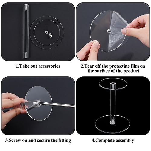 Soaoo 4 Pcs Round Acrylic Display Stands Small Clear Display Risers Plastic Clear Acrylic Pedestal Set for Hat Jewelry Watch Plant Cake (4 Size) - size: 4 Size