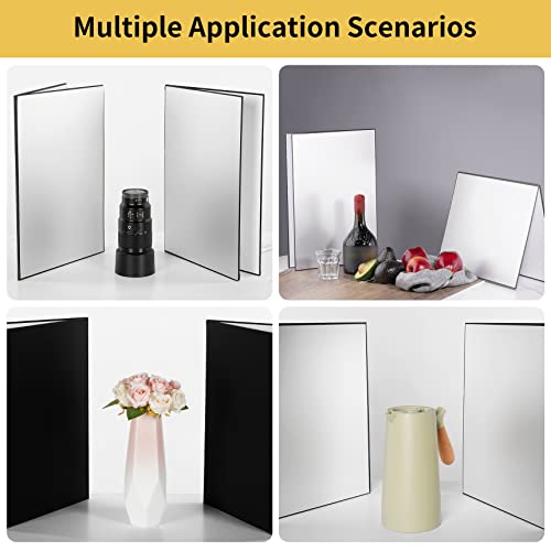 Meking 3 in 1 Photography Reflector Cardboard, 17 x 12 inches Folding Light Diffuser Board for Still Life, Product and Food Photo Shooting - Black, Silver and White, 2 Packs - size: 2Pcs A3 Black Silver White