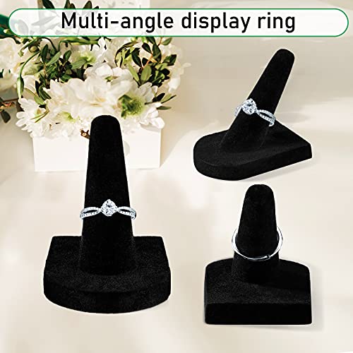 Jetec 12 Pieces Black Velvet Ring Display Stand, Jewelry Holder 2 x 2 x 2 Inches Finger Ring Display Velvet Holder Organizer for Showcase, Vendors, Wedding, Selling