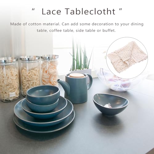 Simple Cotton Crochet Lace Tablecloth for Home Decor Dinner Table Wedding Outdoor Picnic Decorative Doilies Photo Props for Cake Dessert Food Styling