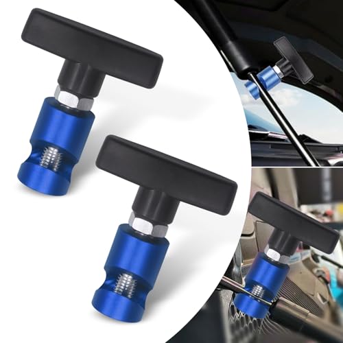 2 PCS Car Hood Support Rod Fixing Tool, Lift Support Clamp Hood Strut Fixing Clamps Stay Holder for Tailgates and Trunks, T-handle Anti-pinch Safety Device, Universal Accessories for Cars (Blue) - color: Blue & Black