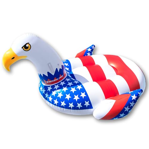 SWIMLINE ORIGINAL 90700 Patriotic Americana Eagle Pool Float | Oversized Ride-On Raft with Stable Design | Lounge Floatie Ideal for Summer Gatherings & Poolside Relaxation - color: USA Eagle, size: Large