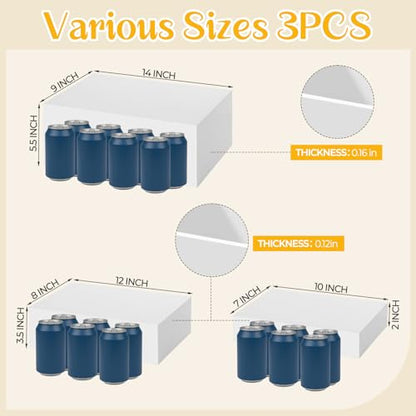 3 Pack Extra Large Acrylic Buffet Risers - 14”, 12”, 10” White Display Stands with Hollow Bottoms, Cube Riser Boxes Nesting for Dessert Food Catering Buffet Display Party Supplies - color: White, size: 14”,12”,10”