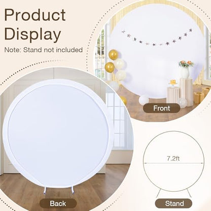 gogoparti 7.2 FT Pure White Round Backdrop Cover, Polyester Material, Wrinkle Free, Stretchy Circle Arch for Party, Wedding, Birthday, Baby Shower Photography - color: White, size: 7.2 Ft