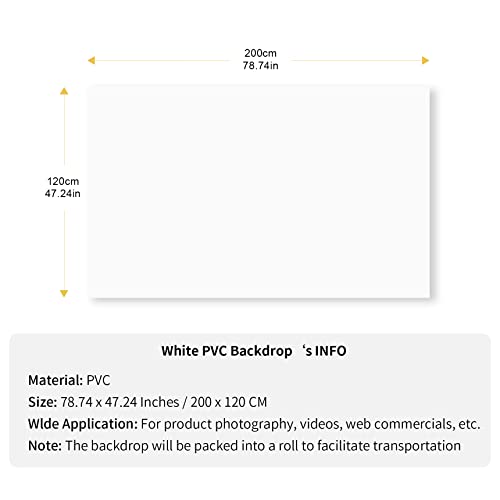 Meking 47.25X78.74 Inch PVC Backdrop Matte&Smooth PVC Background White Background Backdrop Paper for Product Video Photography Photo Studio - color: 47.25x78.74in White