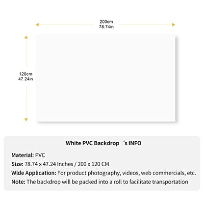 Meking 47.25X78.74 Inch PVC Backdrop Matte&Smooth PVC Background White Background Backdrop Paper for Product Video Photography Photo Studio - color: 47.25x78.74in White