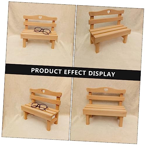 KESYOO 1pc Decorative Mini Pine Bench Figurine Creative Wooden Photography Prop Adorable Miniature Chair for Home Decor for Dollhouse Displays and
