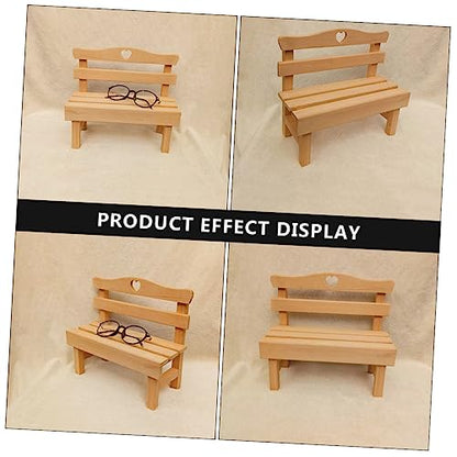 KESYOO 1pc Decorative Mini Pine Bench Figurine Creative Wooden Photography Prop Adorable Miniature Chair for Home Decor for Dollhouse Displays and