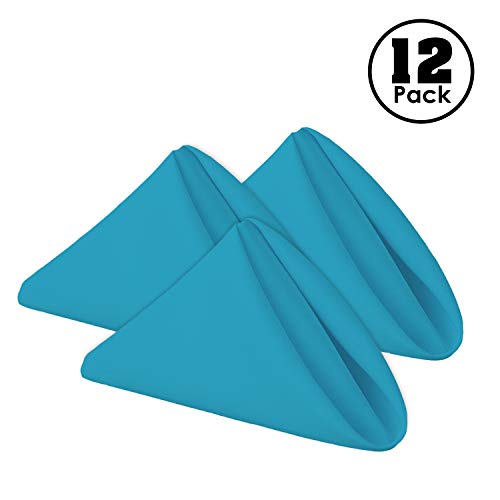 Gee Di Moda Cloth Napkins - 17 x 17 Inch Caribbean Dinner Napkins - Set of 12 Soft & Absorbent Washable Fabric Cloth Table Napkins with Hemmed Edges for Hotel Restaurant, Holiday Parties & Wedding - color: Caribbean
