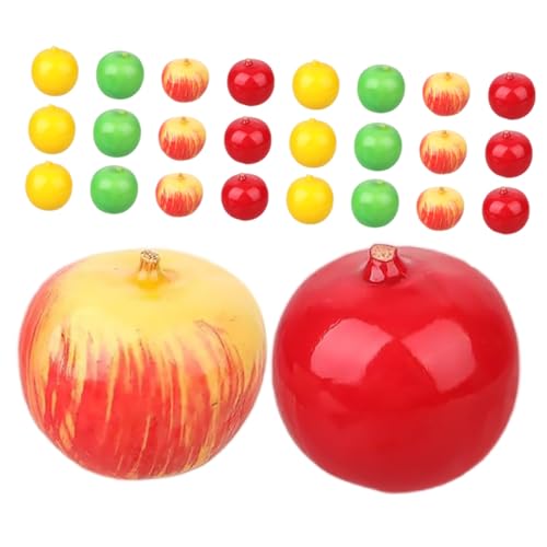 60pcs Mini Artificial Apples Lifelike Fake Fruits Plastic Simulation Decor for Kitchen Party Table Photography Props