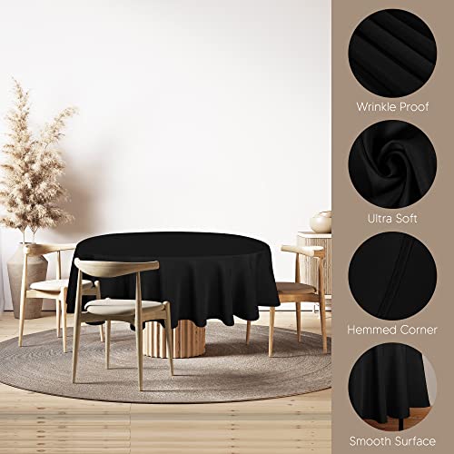 Utopia Kitchen Round Table Cloth 2 Pack(60 Inches, Black), Tablecloth Machine Washable, Polyester Table Cover for Dining, Buffet Parties, Picnics, Events, Weddings and Restaurants - color: Black, size: 2 Pack 60 Inch Tablecloth