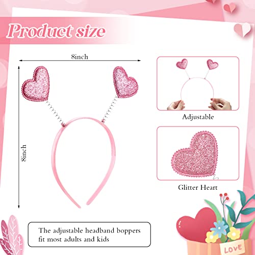 MTLEE 24 Pcs Valentines Heart Head Boppers Headbands and Heart Shape Sunglasses Valentines Party Supplies Wedding Photo Prop - color: Pink