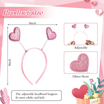 MTLEE 24 Pcs Valentines Heart Head Boppers Headbands and Heart Shape Sunglasses Valentines Party Supplies Wedding Photo Prop - color: Pink