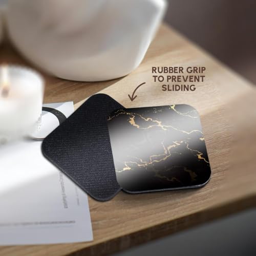 3dRose Image of Black and Yellow Marble Texture, Faux Stone Backdrop Set of 4 Coasters - Soft - size: set of 4 Coasters - Soft