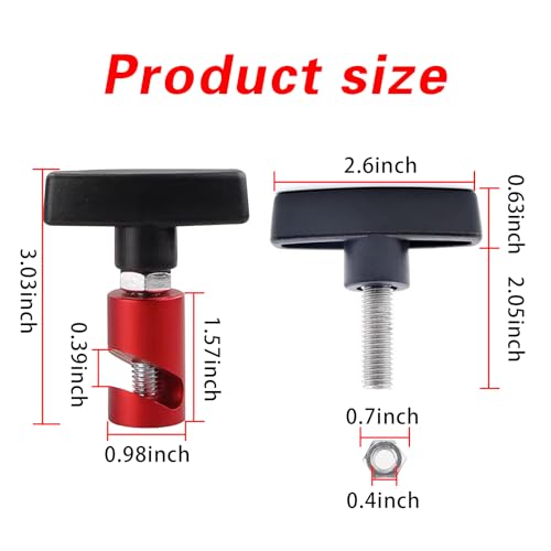 Pack-2 Car Hood Prop Rod, Durable Anti-Slip Vehicle Engine Hood Support Rod Retainer, Aluminum Alloy Engine Hood Pillar Fixing Tool, Universal Automotive Lifting Rod Anti-Pinch Device (Red)