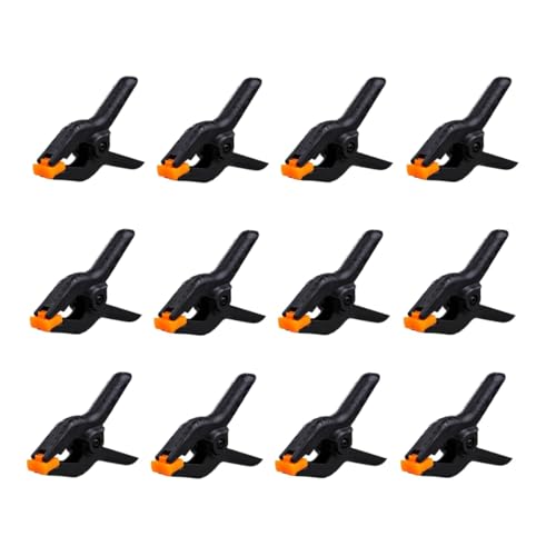 12 Pack 2.5 inch Plastic Spring Clamps, Black Heavy Duty Spring Clips Clamps for Balloon Arch, Crafts, Backdrop Stand, Woodworking, Photography Studios, Home Improvement - color: Black (2.5")
