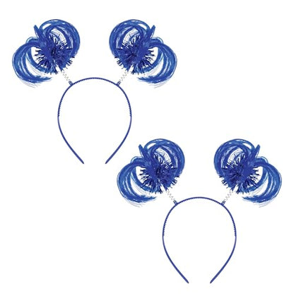 Beistle Blue Ponytail Boppers – 2 Pack, Synthetic Hair Headband Accessories with Metallic Fringe, Spirit Headwear for Costume Styling, Themed Party Events, Photo Booth Props, and Novelty Wear
