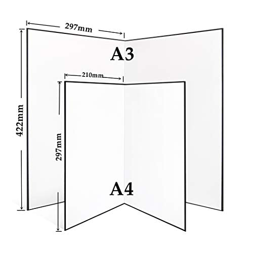 (2 Pcs) Light Reflector 3 in 1 Photography Reflector Cardboard, A4 (12x8 Inch) Size Folding Light Diffuser Board for Still Life, Product and Food Photo Shooting - Black, Silver and White, 2 Pack - size: A4