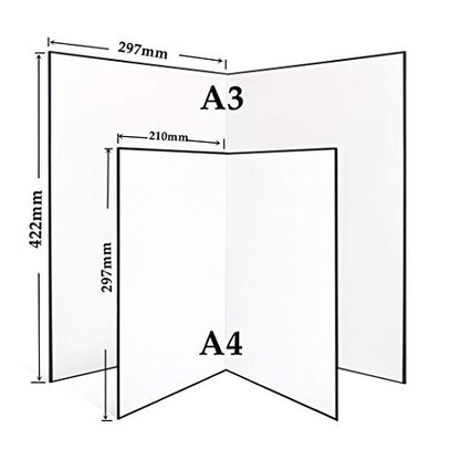 (2 Pcs) Light Reflector 3 in 1 Photography Reflector Cardboard, A4 (12x8 Inch) Size Folding Light Diffuser Board for Still Life, Product and Food Photo Shooting - Black, Silver and White, 2 Pack - size: A4