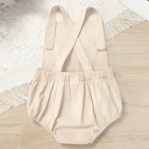 IMEKIS Baby Girls Boys Boho 1st Birthday Outfit Backless Overalls Romper for Cake Smash Photo Shoot - color: Apricot 1 Birthday, size: 12-18 Months
