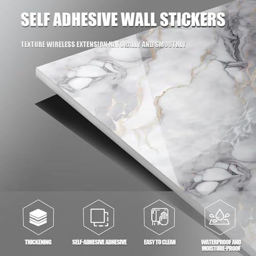 10pcs Thick Marble Peel and Stick Waterproof Wall Panels,Heat-Resistant Backsplash Tile, 23.6"x11.8" PVC Foam Wall Sticker for Kitchen,Living Rooms,TV Walls,White Gray (Not Real Tile 19.4Sq. Ft.) - color: White Gray, size: 23.6" x 11.8" x 4MM x 10Pack