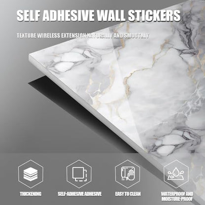 10pcs Thick Marble Peel and Stick Waterproof Wall Panels,Heat-Resistant Backsplash Tile, 23.6"x11.8" PVC Foam Wall Sticker for Kitchen,Living Rooms,TV Walls,White Gray (Not Real Tile 19.4Sq. Ft.) - color: White Gray, size: 23.6" x 11.8" x 4MM x 10Pack