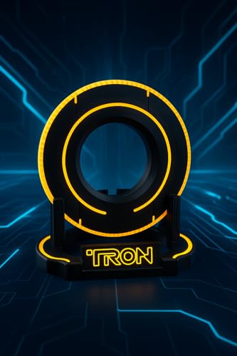 Futuristic Identity Disk Display with Stand Inspired by Tron Disc