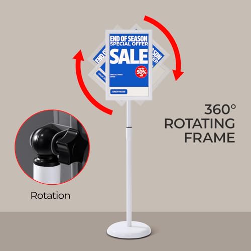 YIYO sign stand，floor sign holder poster stand heavy duty pedestal signage stand for display (WHITE, 8.5*11)