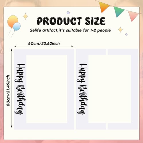 Beeveer 32 x 24 Inch Extra Large Happy Birthday Photo Booth Selfie Frame Props Picture DIY Cutouts Photo Backdrop Cardboard Props for Party Supplies Favors(Horizontal,White) - color: White Blank, style: Horizontal Style