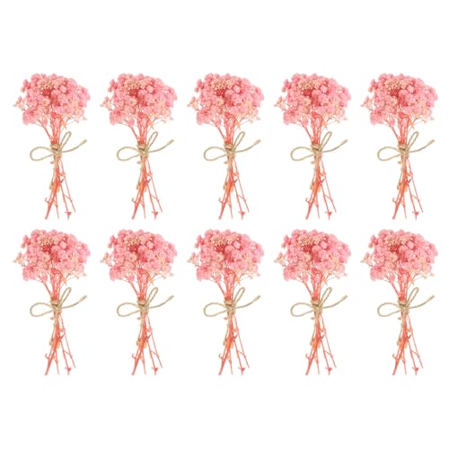 PATIKIL Mini Dried Flower Bouquet, 10 Pcs Baby's Breath Natural Wildflower with Stem Decor Boho Floral Plant Flower for Crafts DIY Photo Props Gift Wedding Decor, Light Pink - color: Light Pink