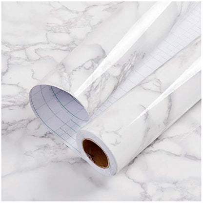 practicalWs Marble Paper Granite Gray/White Roll Kitchen Countertop Cabinet Furniture is Renovated Thick PVC Easy to Remove Without Leaving Glue Upgrade 17.71" x 196.8" - color: Gray/White, size: 17.7" x 196.8"