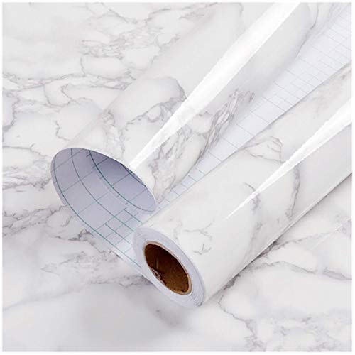 practicalWs Marble Paper Granite Gray/White Roll Kitchen Countertop Cabinet Furniture is Renovated Thick PVC Easy to Remove Without Leaving Glue Upgrade 17.71" x 196.8" - color: Gray/White, size: 17.7" x 196.8"