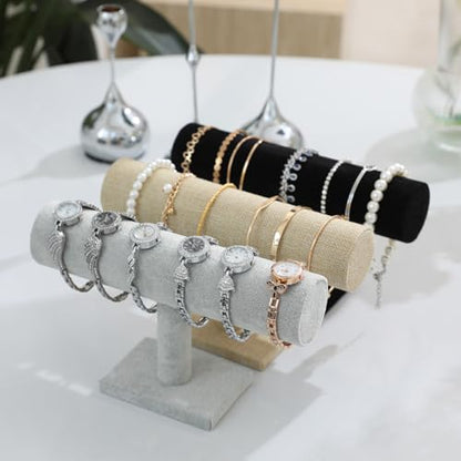 Jewelry Bracelet Storage Display Chain Watch T-Bar Rack Organizer Hard Stand Holder Jewelry Display Bracelet Display Velvet Grey Clour