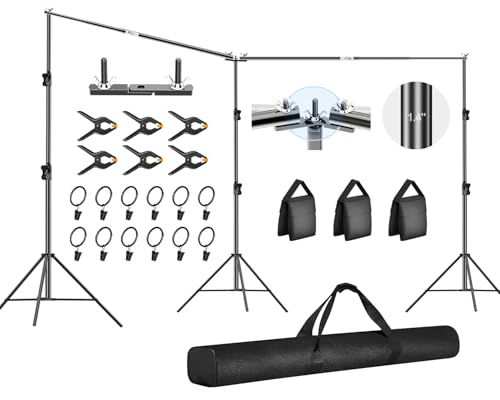 FUDESY 10x20ft Backdrop Stand Heavy Duty Adjustable Photography Background Support System with Angle Rotatable Connector, Spring Clamps, Sandbags, Ring Clips, Carry Bag for Photo Video Studio, Wedding