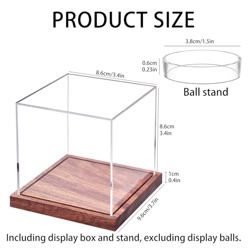 LITY Baseball Display Case, No Assembly Required Clear Cube Tennis Ball Holder with Solid Wooden Base, Autograph Baseball Stand Box for Single Ball (1 Pack) - size: 1 Pack Baseball
