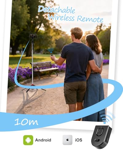 71" Phone Tripod Selfie Stick for iPhone/Android/Camera, Cell Phone Tripod Stand with Wireless Remote Control, Extendable Phone Mount 360° Rotation - style: 4-Feet Tripod