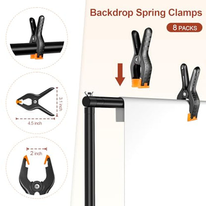Backdrop Stand 10x8.5ft(WxH), Photo Studio Adjustable Background Stand Support System Kit with 8 Crossbars, 8 Clamps and Carrying Bag for Parties, Wedding, Photography, Decoration - size: 8.5x10ft