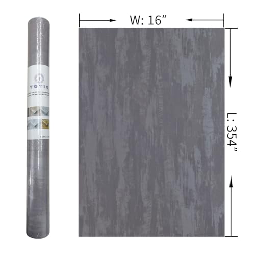 TOTIO Silver Grey Stained Plaster Contact Paper Smoky Gray Peel and Stick Wallpaper 16x354inch Air Guide Slot Design Matte Thick Self-adhesive Waterproof Vinyl Wrap Modern Industrial Style Wall Sticks - color: Light Gray, size: 16" x 354"