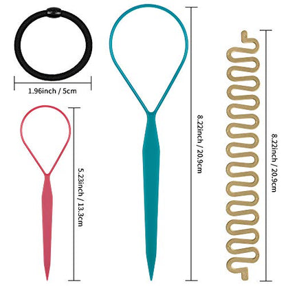 TsMADDTs Hair Braiding Tools, Hair Styling Kit with Topsy Tail Tools and French Braiders for Ponytail
