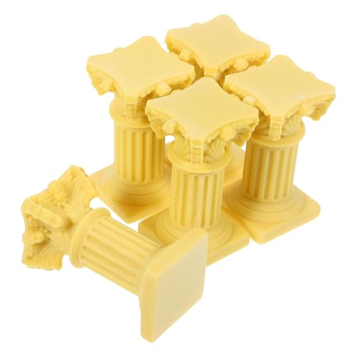 5Pcs Roman Pillar Statues Indoor Outdoor Decorative Ornaments Nordic Resin Columns for Home Decor Wedding Table Styling Photo Prop Yellow Tint