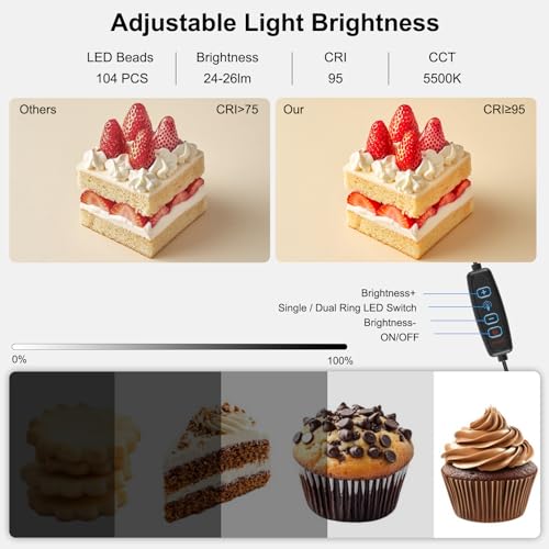 PULUZ 10x10 inch Mini Photo Studio Light Box, Portable Folding Photography Light Tent Kit with CRI >95 104pcs LED Dimmable Light & 6 Sheets of 12 Colors Backgrounds for Small Size Products - size: 10*10 inch