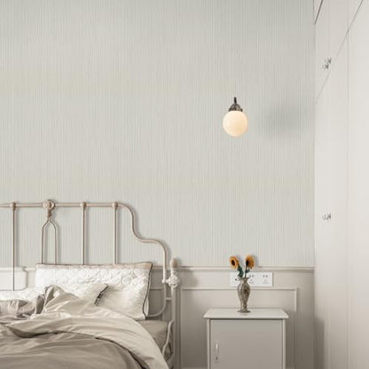 TANONE Beige Grasscloth Peel and Stick Textured Wallpaper 17.7'' x 118'', Self-Adhesive Linen Vinyl Wallpaper, Waterproof and Removable Neutral Contact Paper for Furniture and Wall Covering - color: Beige Grey Sliver, size: 15.8" x 118"