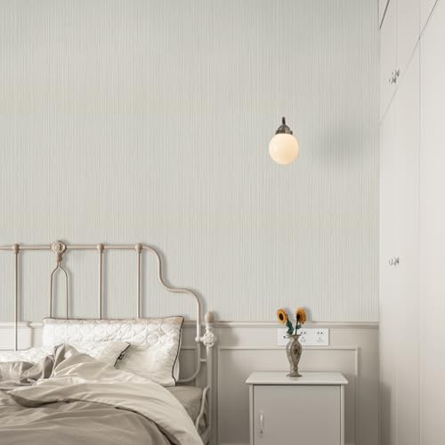 TANONE Grasscloth Peel and Stick Wallpaper 17.7'' x 197'' Self-Adhesive Removable, Faux Imitation Cloth Textured Wallpaper DIY Contact Pape Waterproof Vinyl Film for Furniture Wall Covering, Beige - color: Beige Grey Sliver, size: 15.7" x 197"