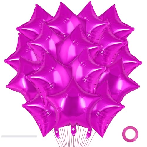 20 Pcs Rosered Star Balloons,18 Inch Star Foil Balloons,Stars Shaped Balloon Mylar Helium Balloon for Birthday Party Anniversary Wedding Baby Shower Decorations (Rosered) - color: 18inch-rosered