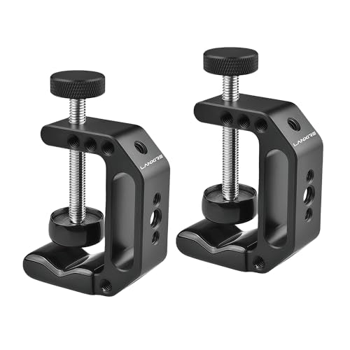 C Clamp Camera Mount with 1/4’’ and 3/8’’ Threaded Holes - 4.5cm Jaw Opening - Max Load 2kg - 2 Pack