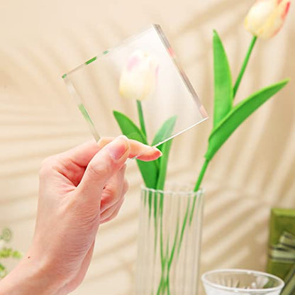 Vicenpal 8 Pcs Acrylic Square Display Block Clear Polished Cube Jewelry Stand Solid Acrylic Pedestal Stand Crystal Ring Showcase Holder Display Base for Riser(3 x 3 x 1 Inch) - size: 3 x 3 x 1 Inch