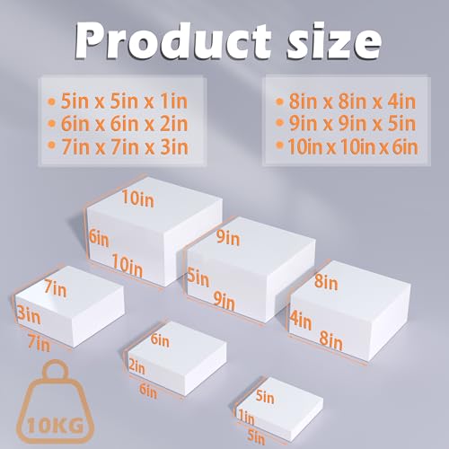 Buffet Risers, Food Display Risers for Party, White Acrylic Risers Display Stand for Buffet Table, Catering Displays for Dessert, Cube Box Nesting Riser with Hollow Bottoms (5"x6"x7"x8"x9"x10" 6 PCS) - color: 5"x6"x7"x8"x9"x10" 6PCS White